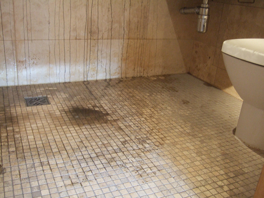 Fire damaged travertine tiles restored in Cirencester