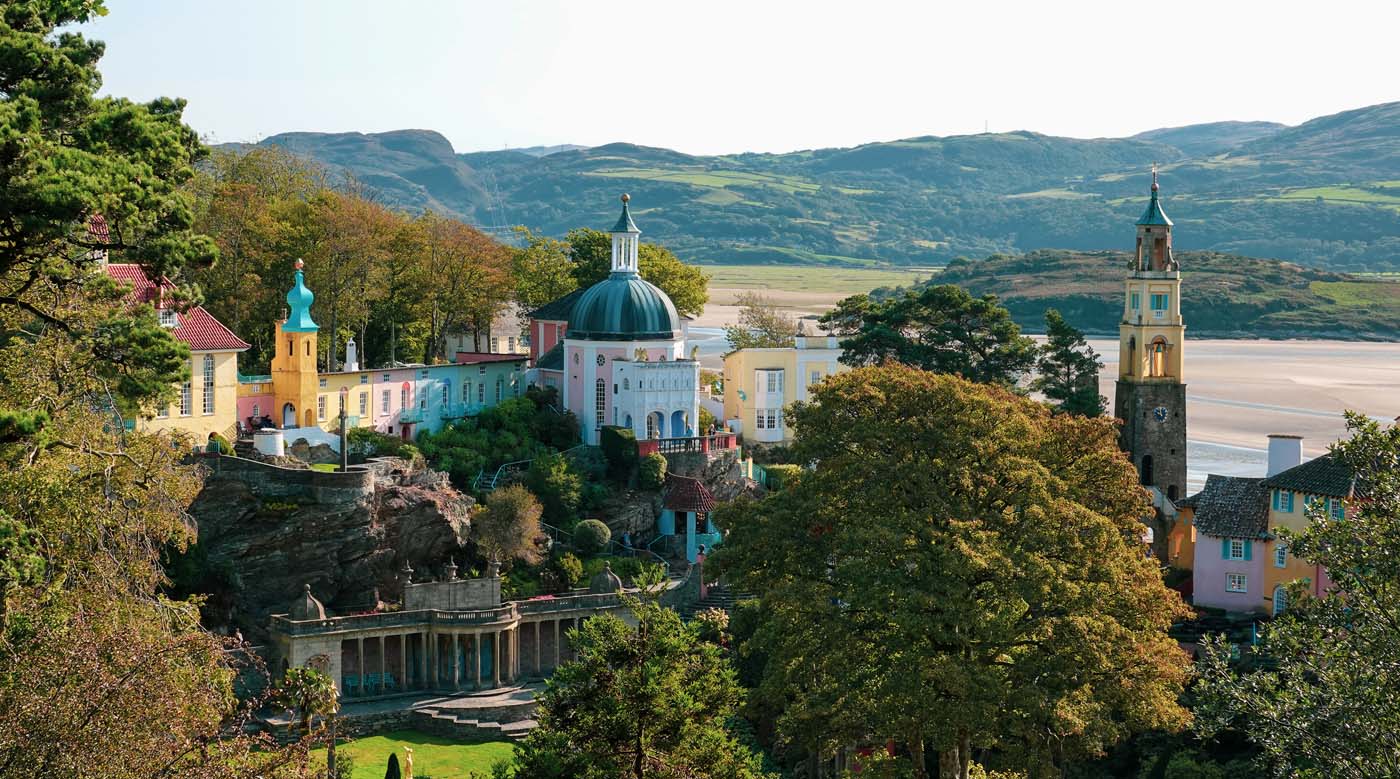 Portmeirion, an Italian style tourist village in Gwynedd, North